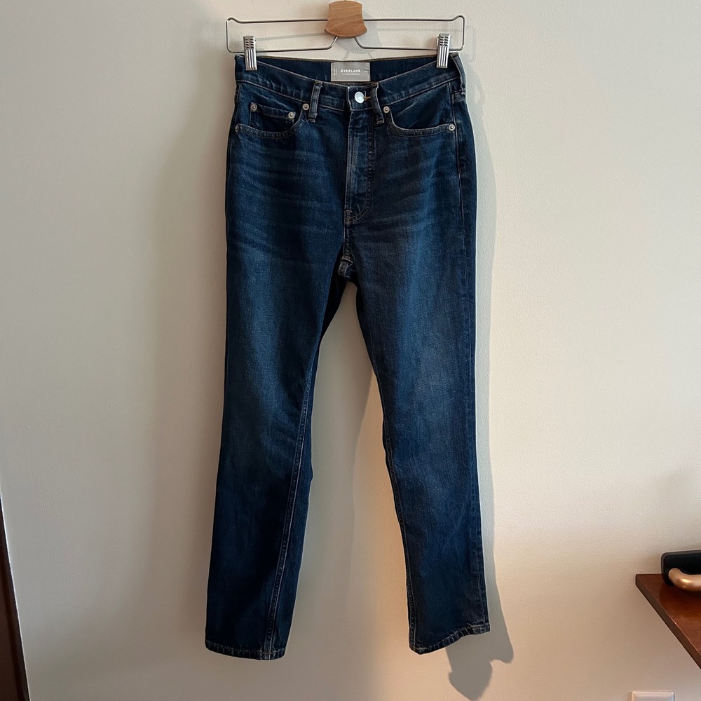 Everlane The Original Cheeky Jean Dark Indigo 26R High Rise Straight Leg Denim